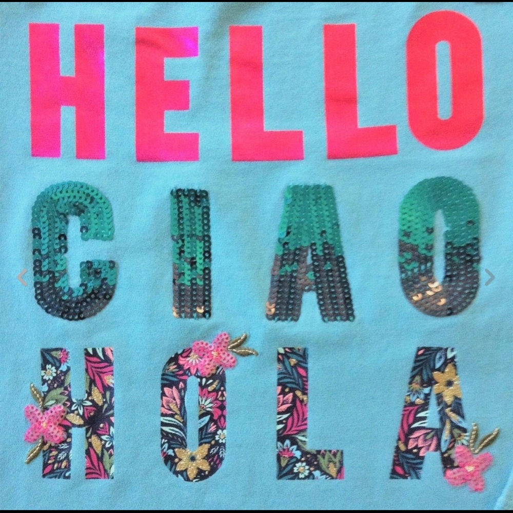Hello Ciao Hola - Size S (5-6) long sleeve tee NWT - Picture 2 of 5